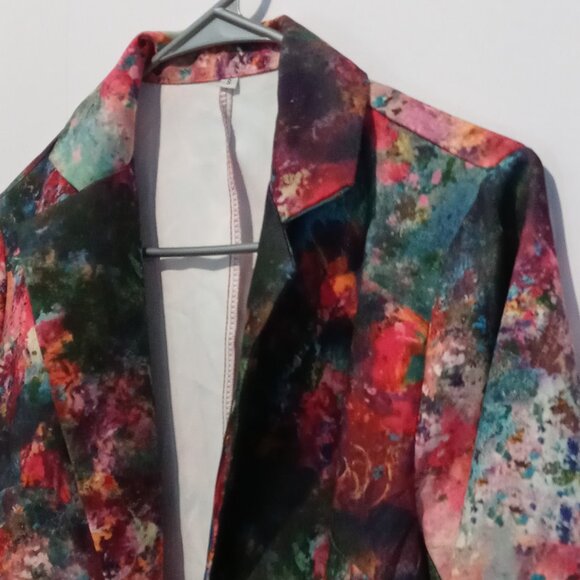 Women's Abstract Print Lightweight Single Button Blazer Size Small - Picture 3 of 6